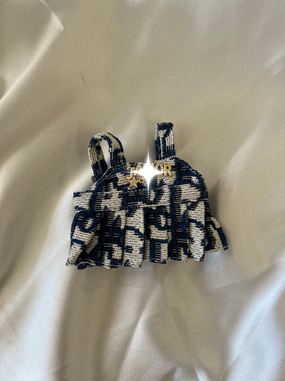 Labubu Navy & White Tweed Dress Set with Bow