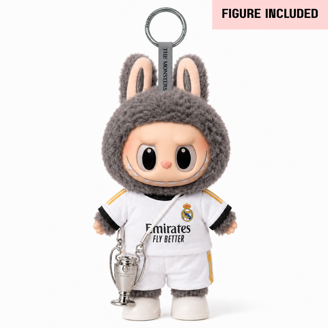 Conjunto de traje de fútbol Labubu Real Madrid Bellingham #5, completo con figura auténtica de Kuromi
