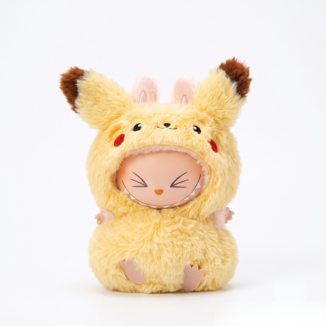 Labubu Fluffy Costume – Yellow Spark Edition