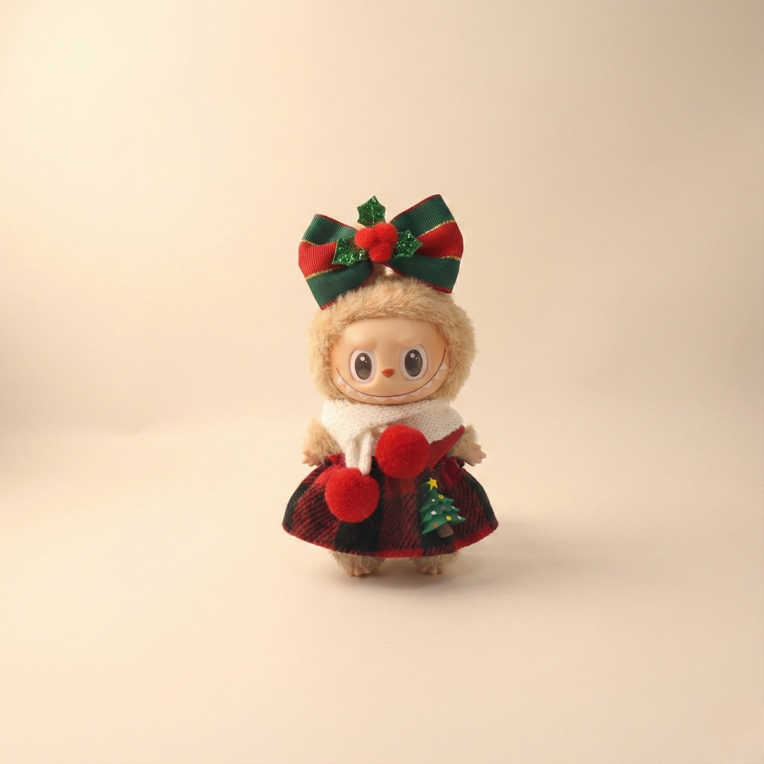 Labubu Pin For Love (V4) Holiday Ribbon Dress Outfit – Labubu 4.0 V4 handmade outfit accessory Pop Mart plush doll clothes
