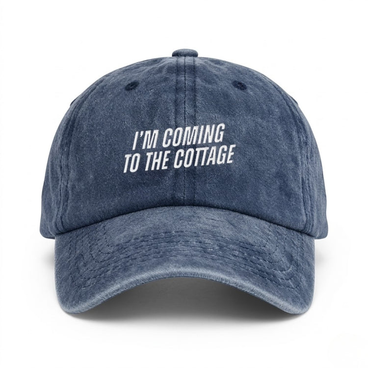 Heated Rivalry "I'm Coming To The Cottage" Vintage Washed Dad Hat back view detail – Lizzie & Friends