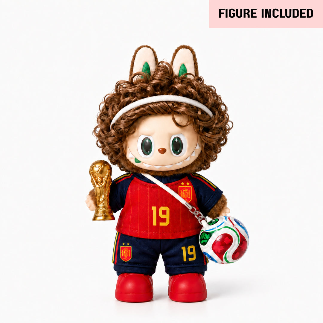 Labubu Spain #19 Two-Star Football Outfit Set – Complete with Authentic Coastal Vibes Figure