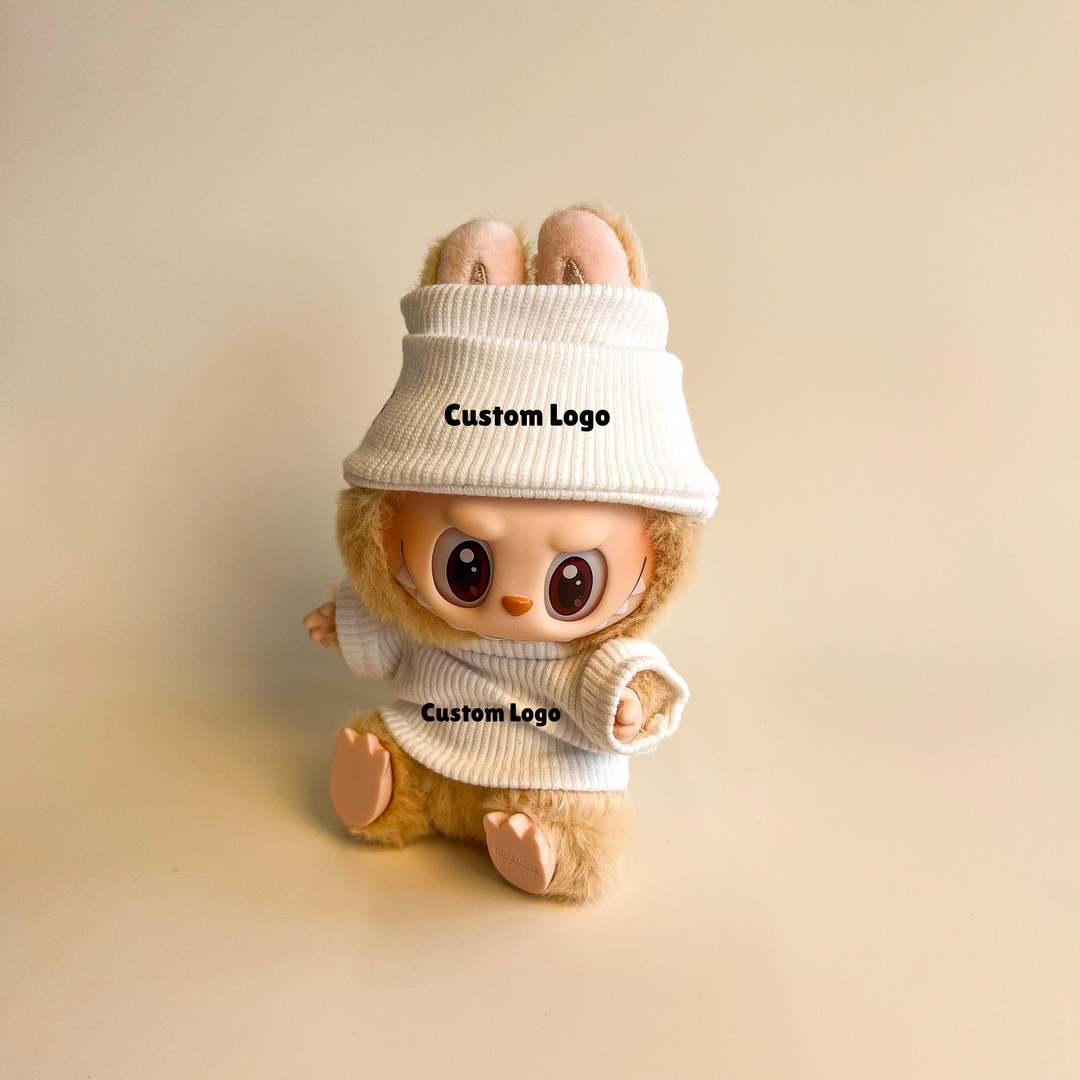 Labubu Custom Logo Outfit – Beanie & Sweater Set (Multiple Colors) back view detail – Lizzie & Friends