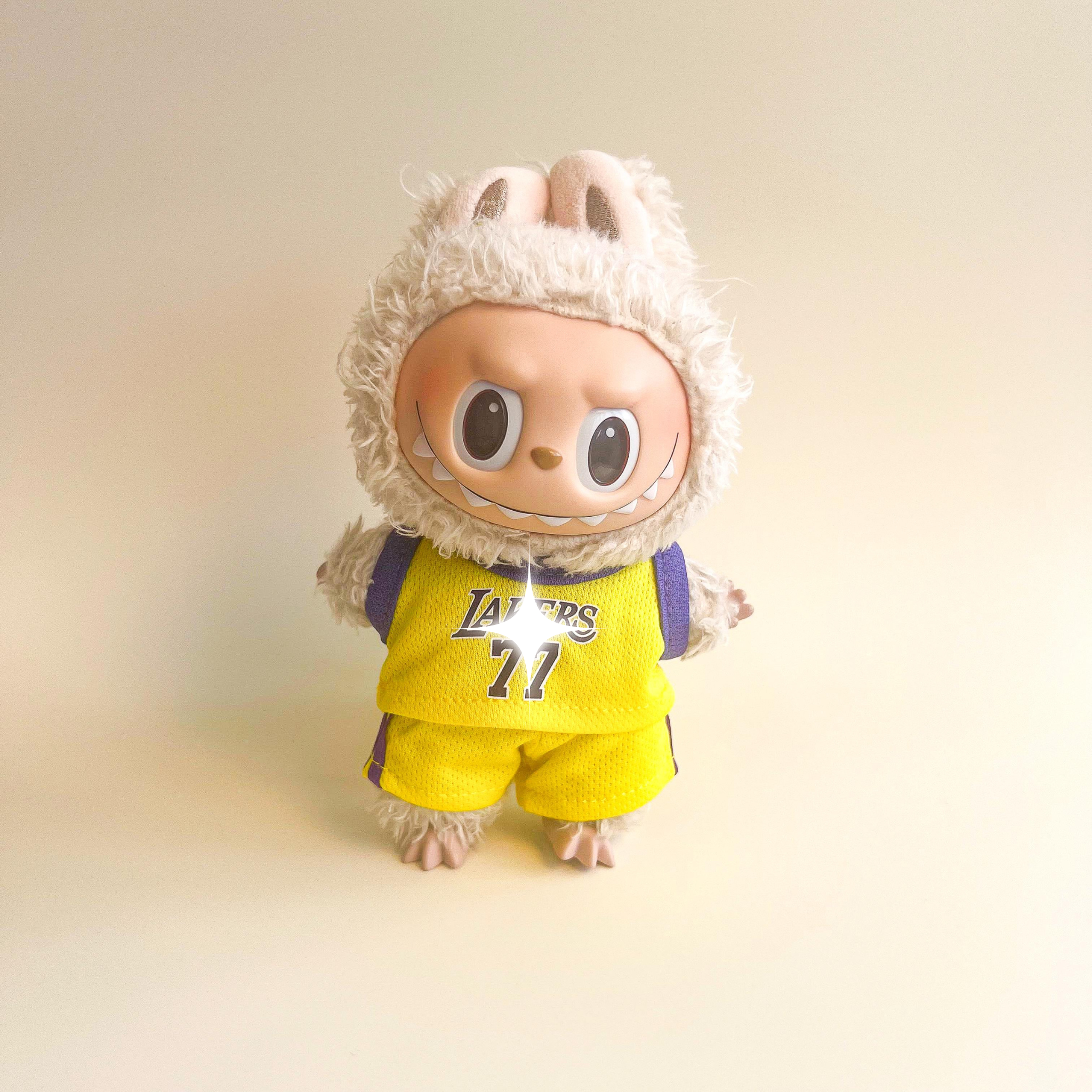 Labubu Court Spirit Basketball Jersey Set – #77 – Labubu plush doll outfit handmade kawaii Pop Mart collectible accessory