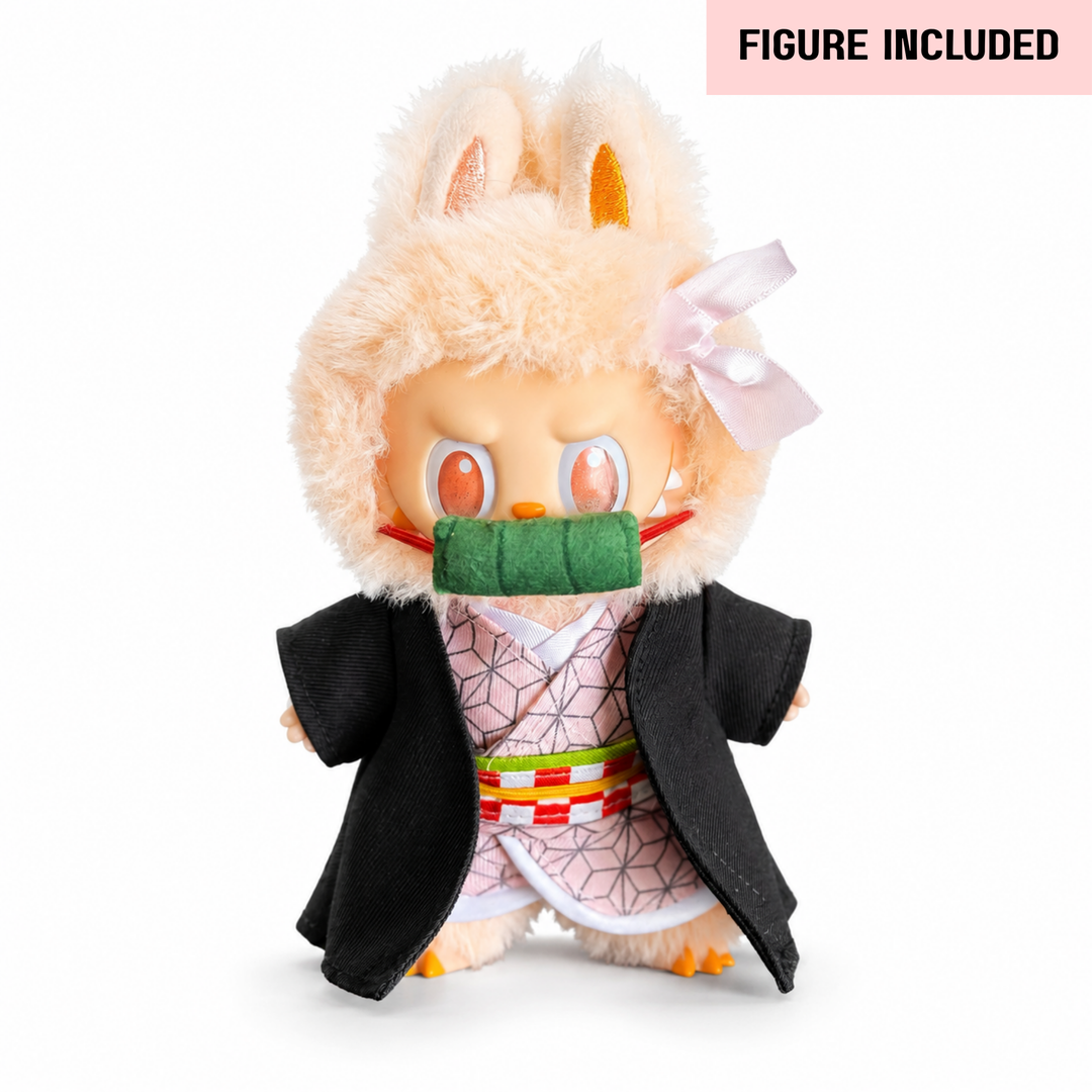 Labubu Demon Slayer Nezuko Outfit Set – Complete with Authentic Happiness Figure