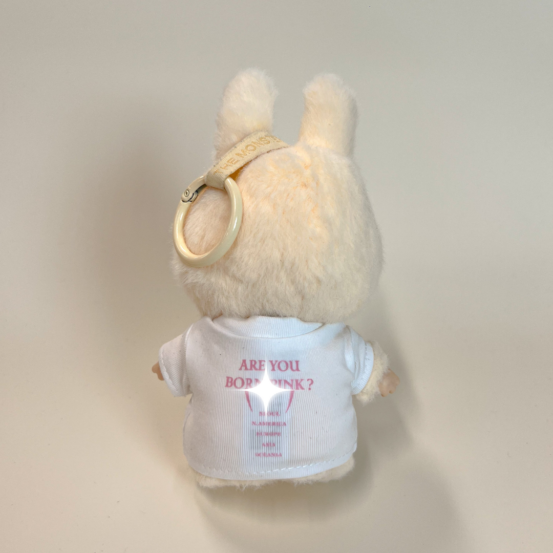 Labubu Concert Outfit Set – White Heart Tee with Mini Fan Lightstick (2 Items) back view detail – Lizzie & Friends