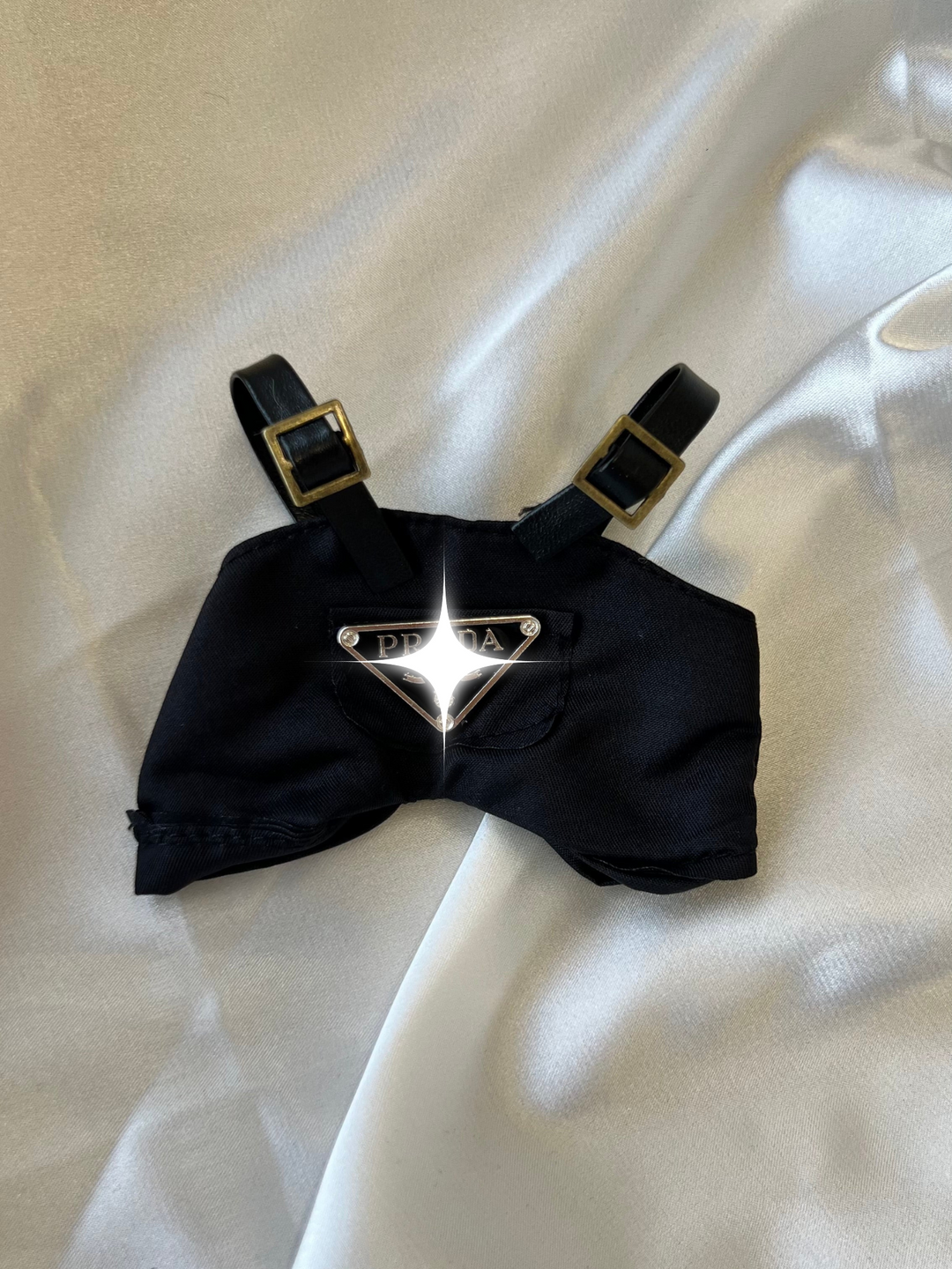 Labubu Black Bucket Hat and Overalls Set close-up detail shot – Lizzie & Friends