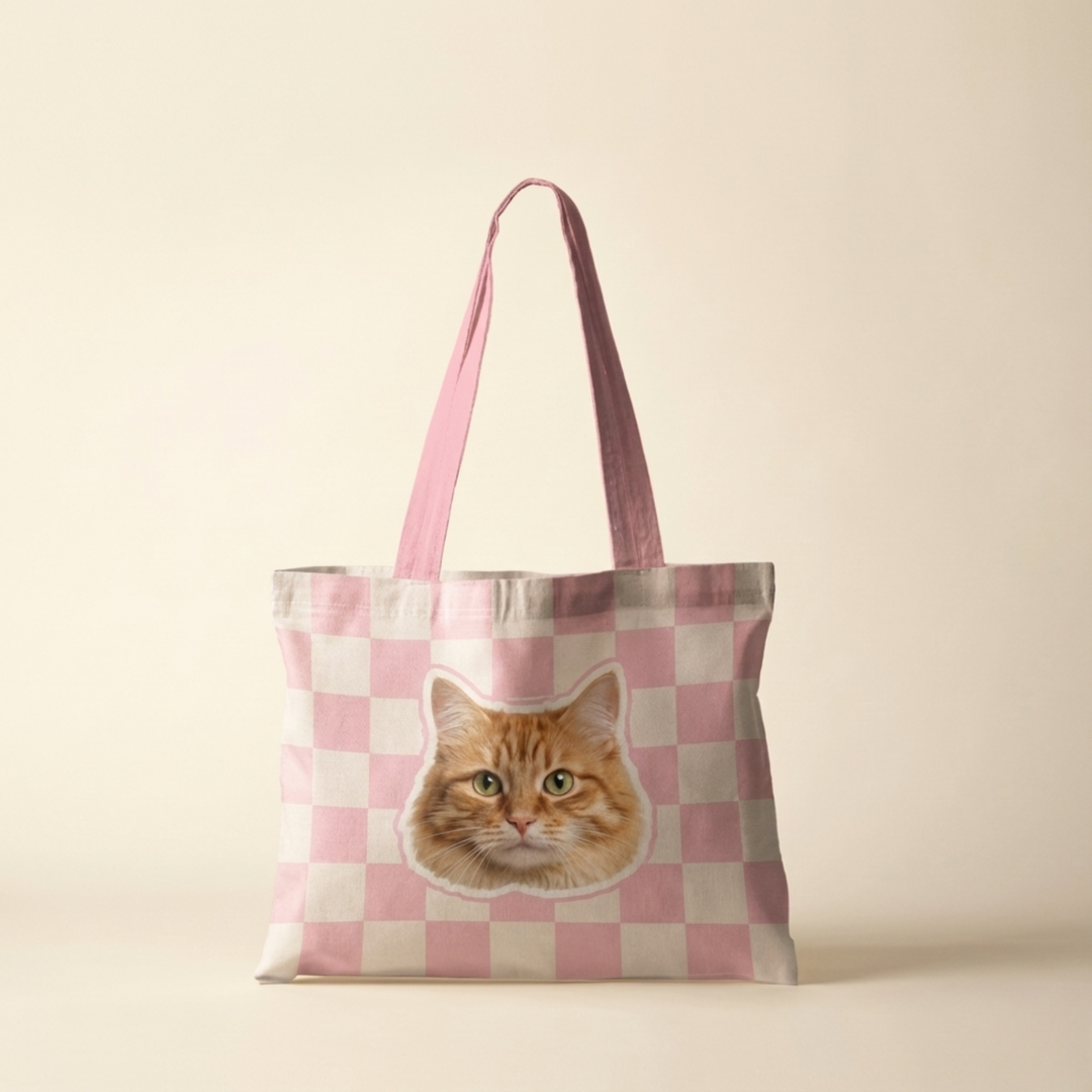 Purrfect Prints – Custom Cat Canvas Tote Bag Collection flat lay product shot – Lizzie & Friends