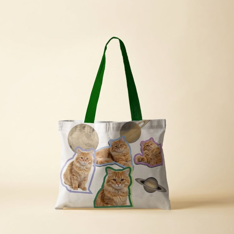 Purrfect Prints – Custom Cat Canvas Tote Bag Collection lifestyle display – Lizzie & Friends