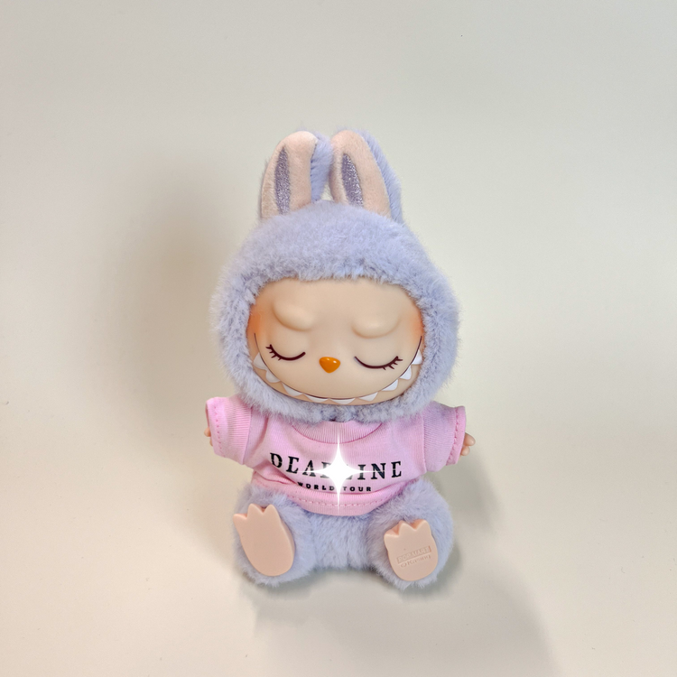Labubu Concert Outfit Set – Pink Tour Tee with Mini Fan Lightstick (2 Items) flat lay product shot – Lizzie & Friends