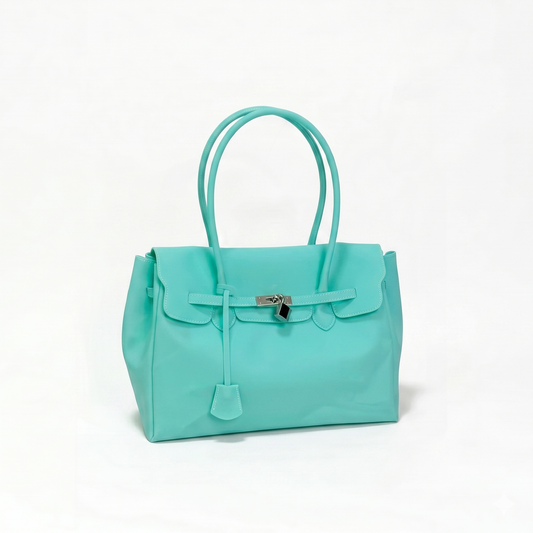 Turquoise Jelly Padlock Tote Bag
