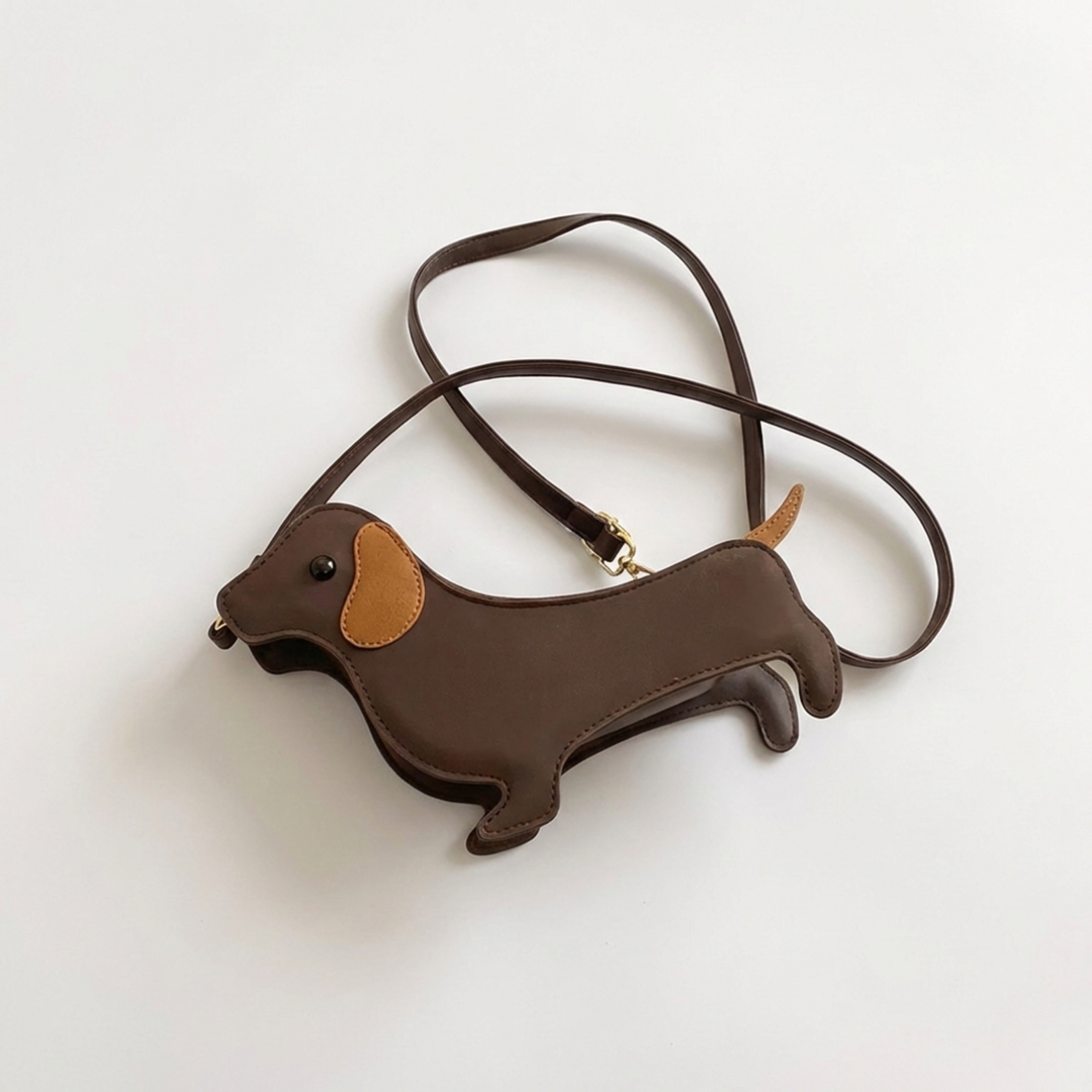 Whimsical Dachshund Sausage Dog Crossbody Bag back view detail – Lizzie & Friends