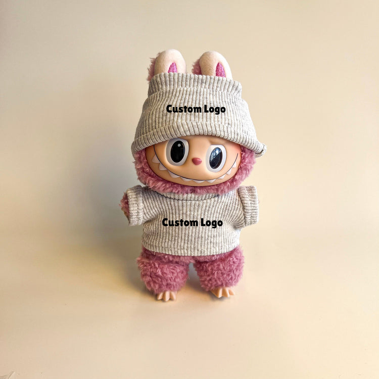 Labubu Custom Logo Outfit – Beanie & Sweater Set (Multiple Colors) lifestyle display – Lizzie & Friends