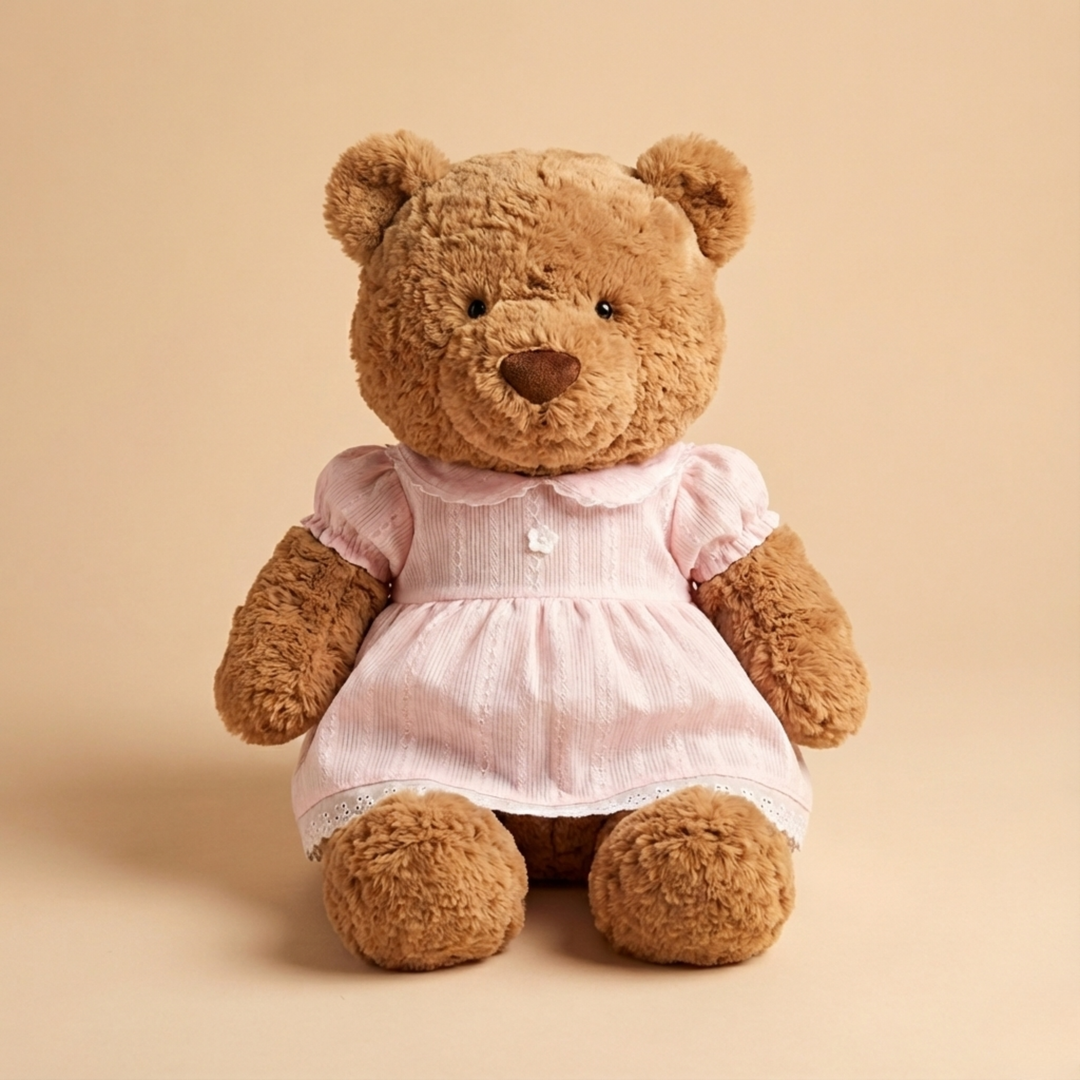 Jellycat Pink Puff Sleeve Dress Outfit (For 47cm Plush) – Jellycat plush stuffed animal outfit handmade doll clothes acces...