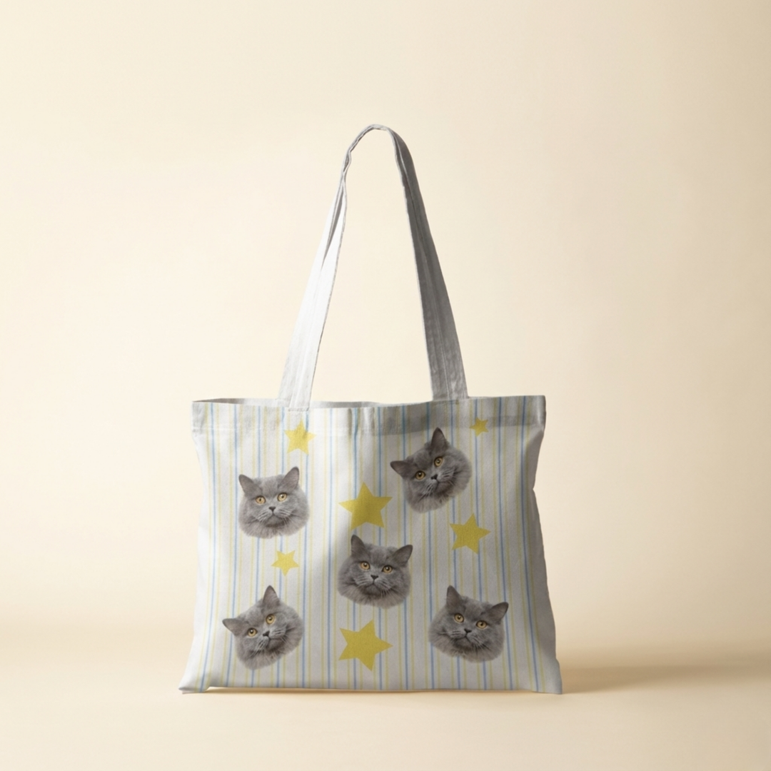 Purrfect Prints – Custom Cat Canvas Tote Bag Collection size comparison – Lizzie & Friends