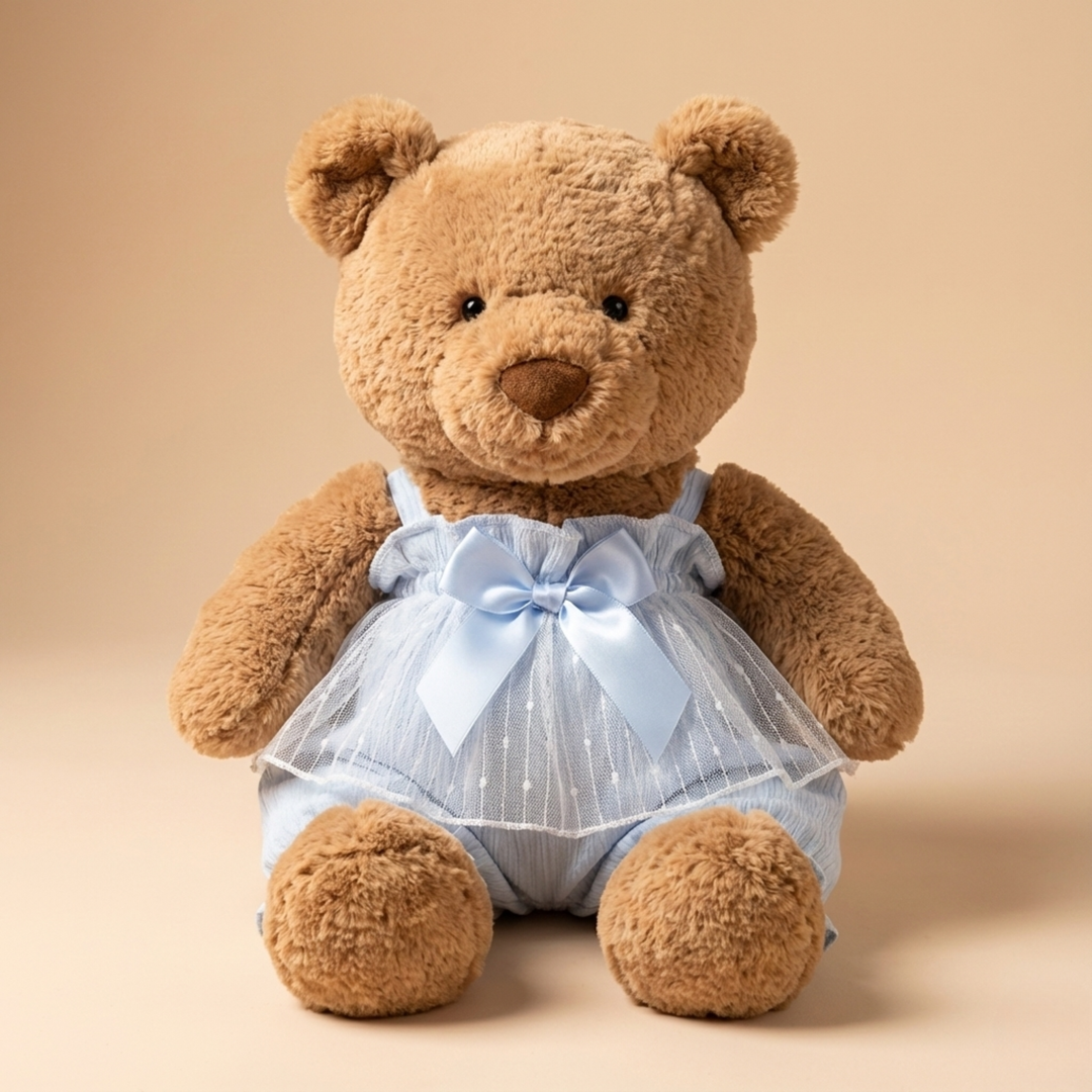 Jellycat Blue Bow Tulle Dress Outfit (For 47cm Plush) – Jellycat plush stuffed animal outfit handmade doll clothes accessory