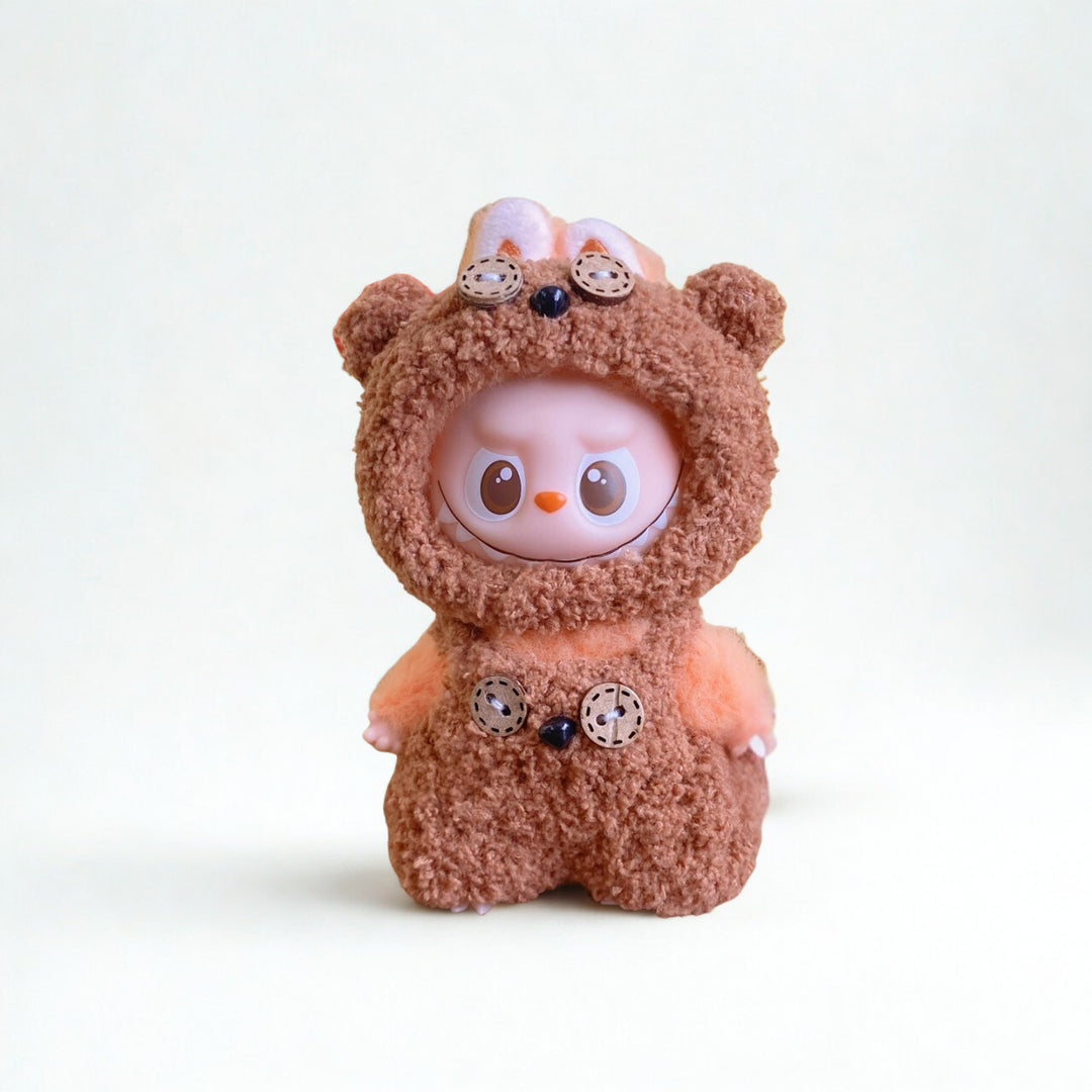 Labubu 4.0 Cookie Bear Outfit – Button Accent – Labubu 4.0 V4 handmade outfit accessory Pop Mart plush doll clothes