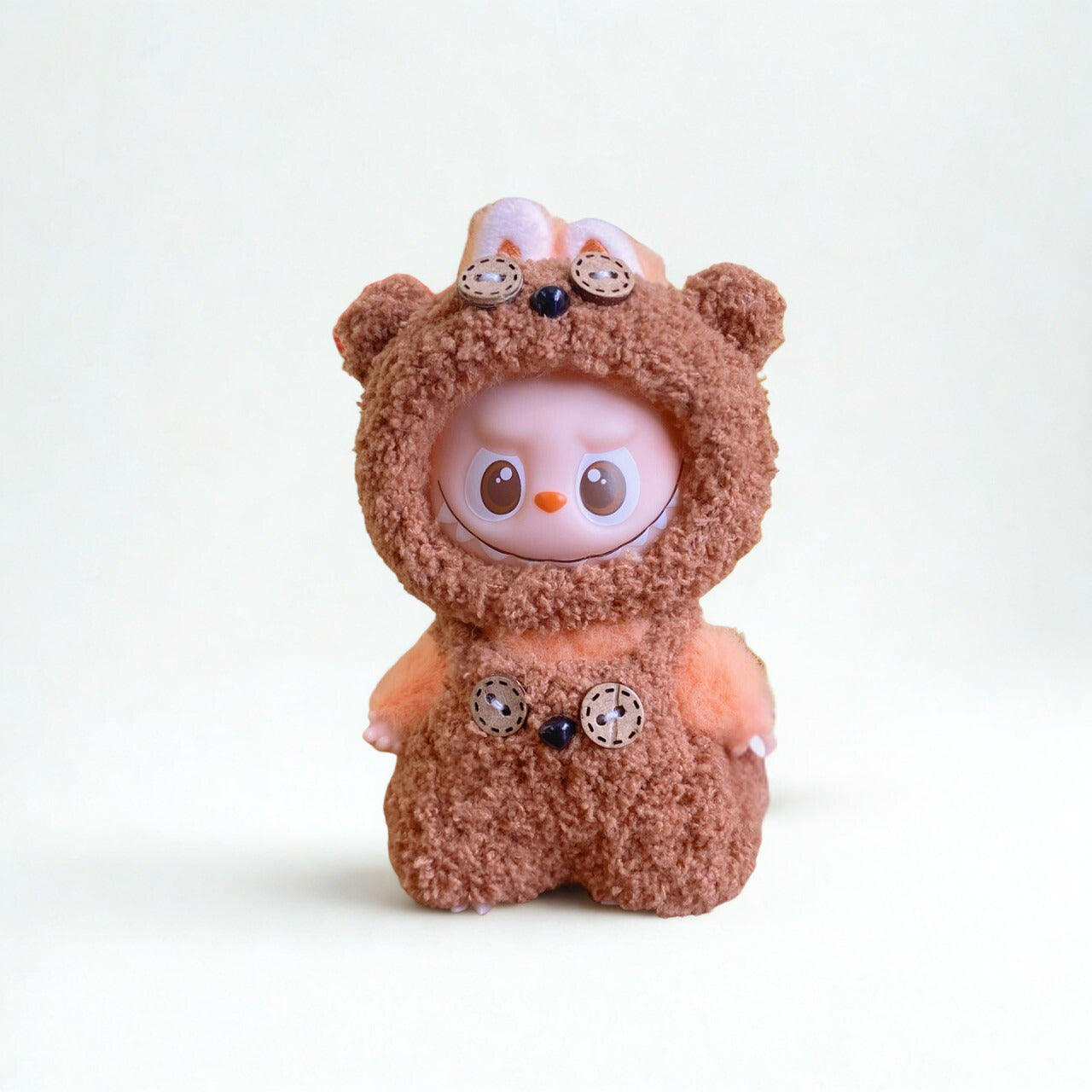 Labubu 4.0 Cookie Bear Outfit – Button Accent – Labubu 4.0 V4 handmade outfit accessory Pop Mart plush doll clothes