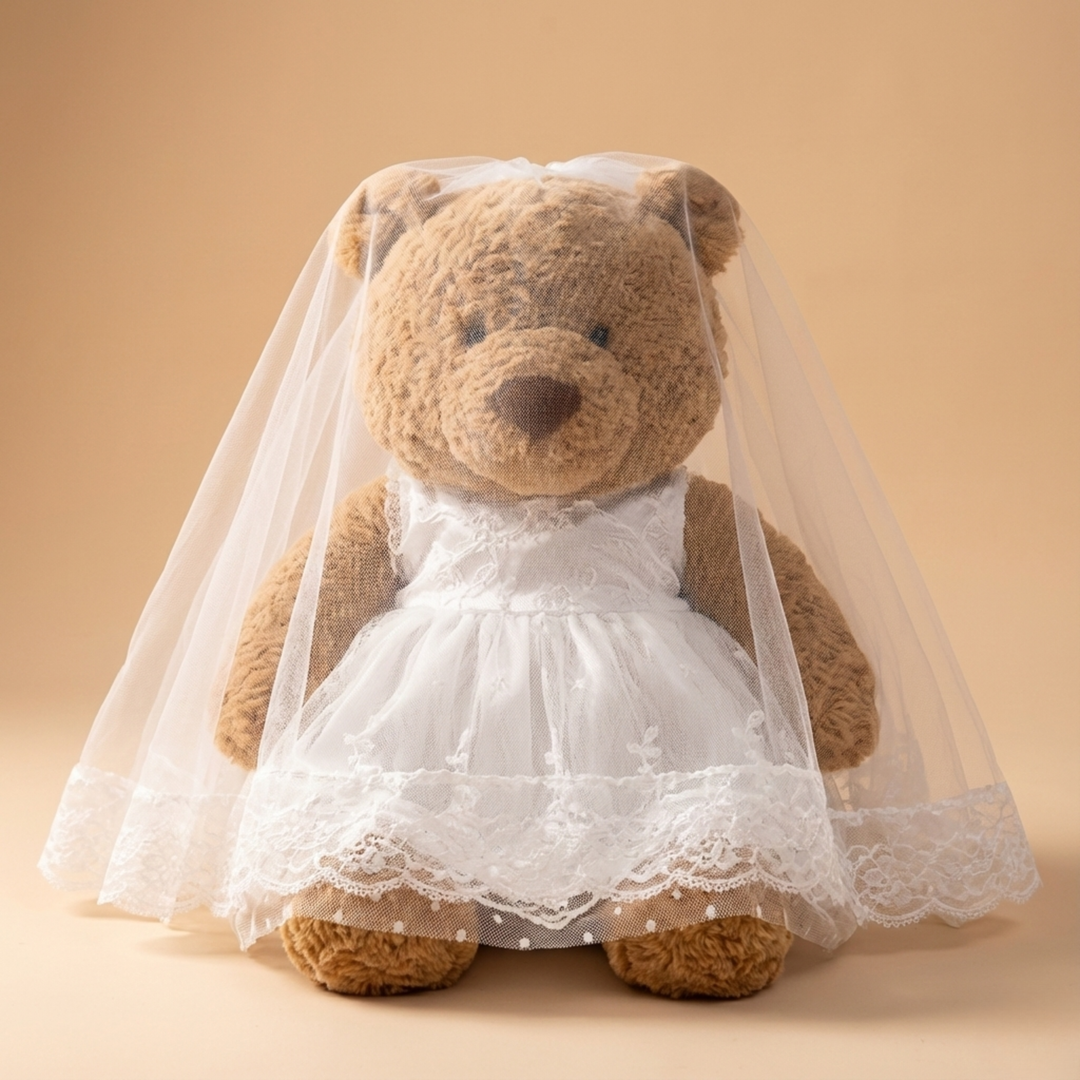 Jellycat Lace Wedding Veil Dress Outfit (For 47cm Plush) – Jellycat plush stuffed animal outfit handmade doll clothes acce...