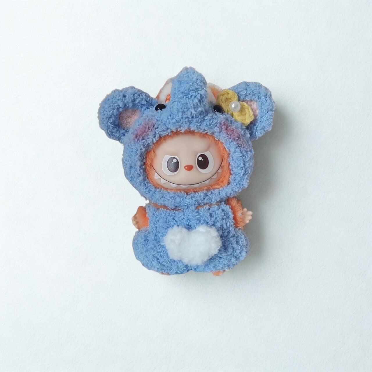 Labubu 4.0 Blue Elephant Outfit – Pearl Detail – Labubu 4.0 V4 handmade outfit accessory Pop Mart plush doll clothes