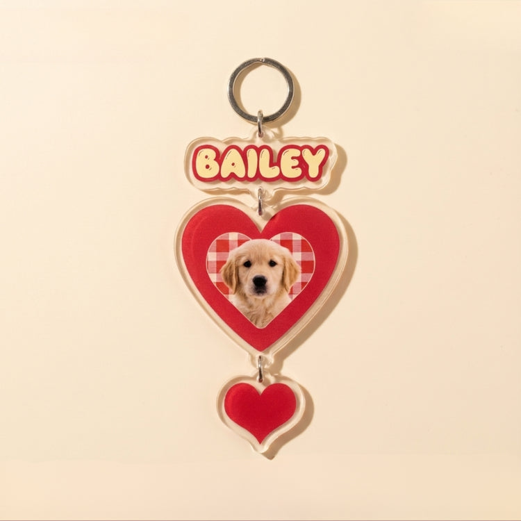 Personalized Acrylic Pet Keychain Charm flat lay product shot – Lizzie & Friends