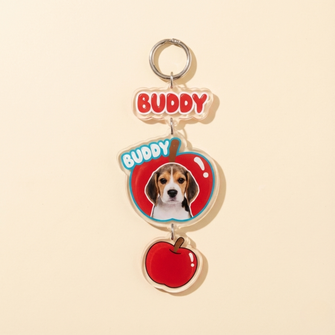 Personalized Acrylic Pet Keychain Charm back view detail – Lizzie & Friends