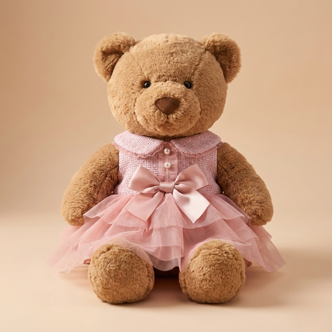 Jellycat Pink Pearl Bow Tulle Dress Outfit (For 47cm Plush) – Jellycat plush stuffed animal outfit handmade doll clothes a...