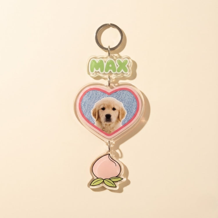 Personalized Acrylic Pet Keychain Charm close-up detail shot – Lizzie & Friends