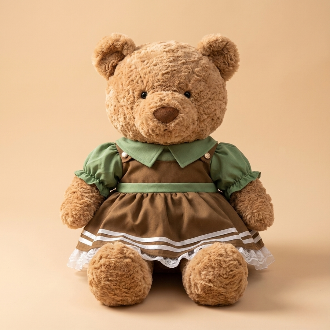 Jellycat Green Brown Collar Dress Outfit (For 47cm Plush) – Jellycat plush stuffed animal outfit handmade doll clothes acc...