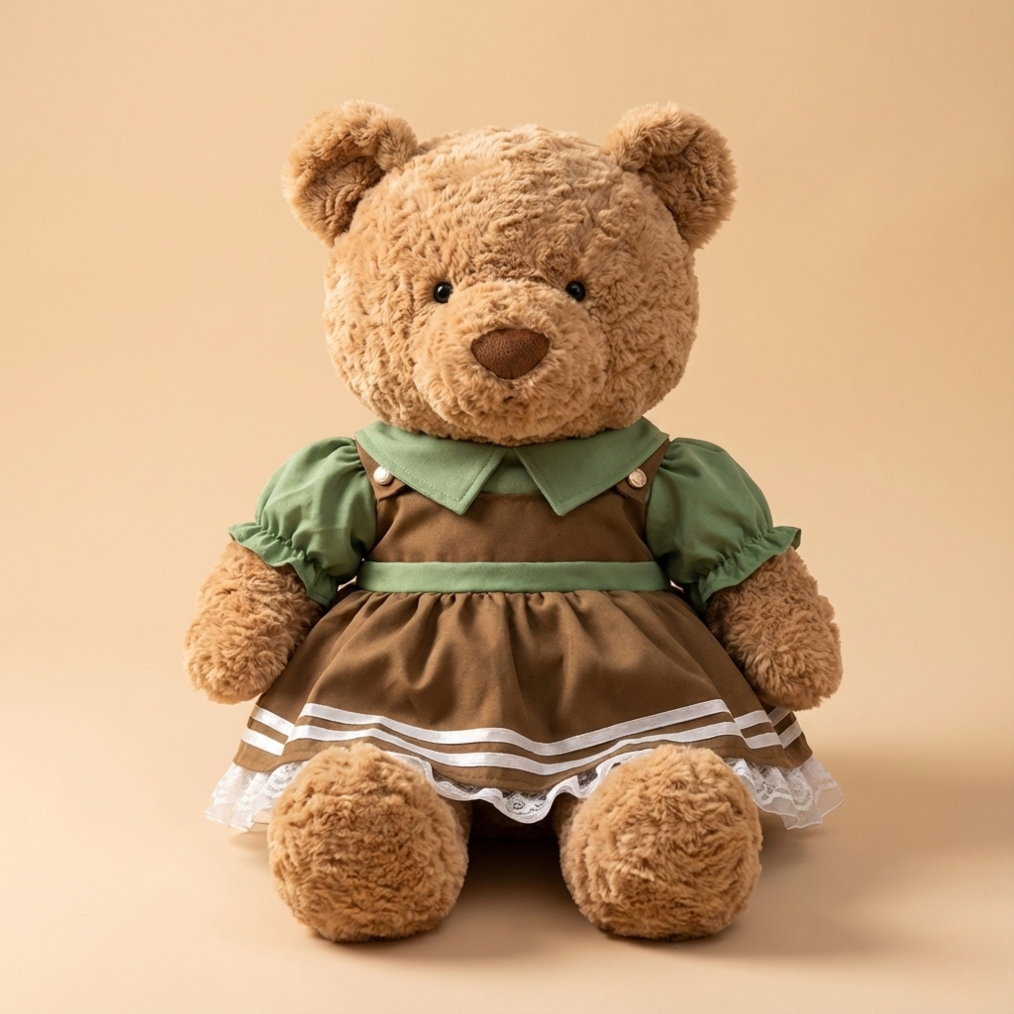 Jellycat Green Brown Collar Dress Outfit (For 47cm Plush) – Jellycat plush stuffed animal outfit handmade doll clothes acc...