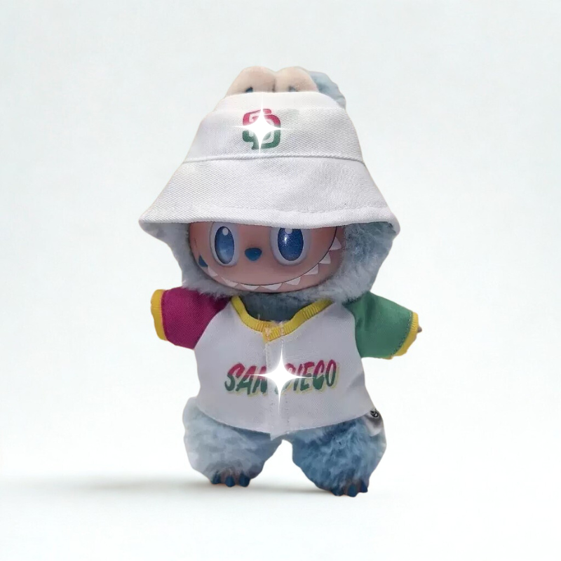 Labubu Color Edition Baseball Streetwear Set – Labubu plush doll outfit handmade kawaii Pop Mart collectible accessory