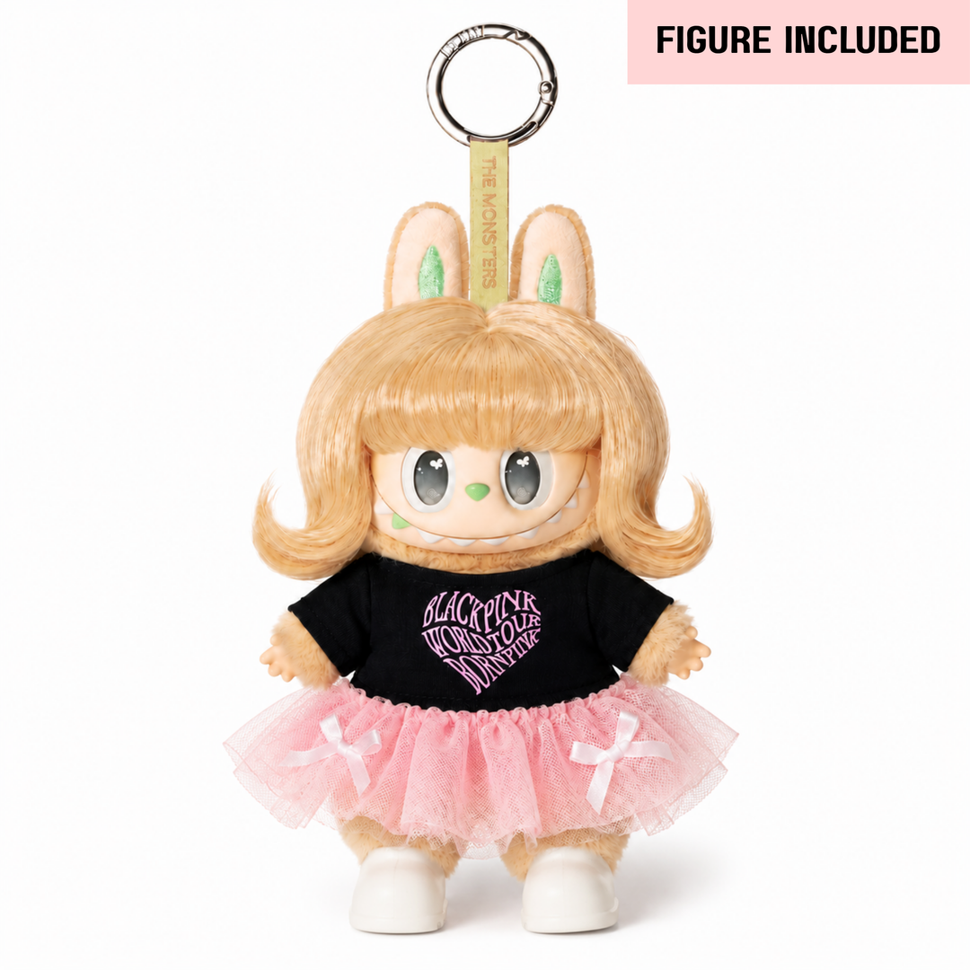 Labubu Tour Tee & Pink Tutu Outfit Set – Complete with Authentic Blue Prelude Figure