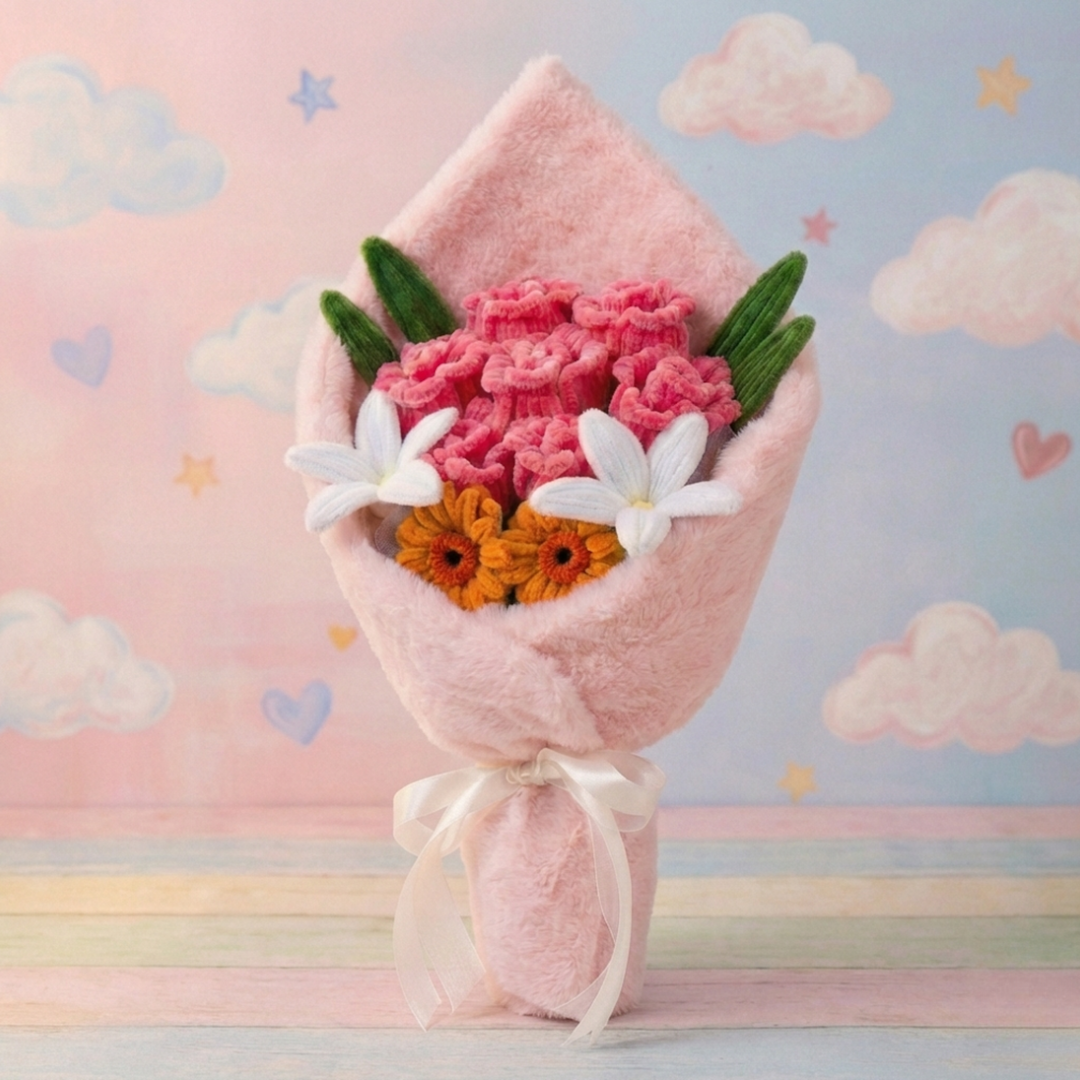 Eternal Plush Flower Bouquet – kawaii fan merch collectible handmade gift Lizzie & Friends