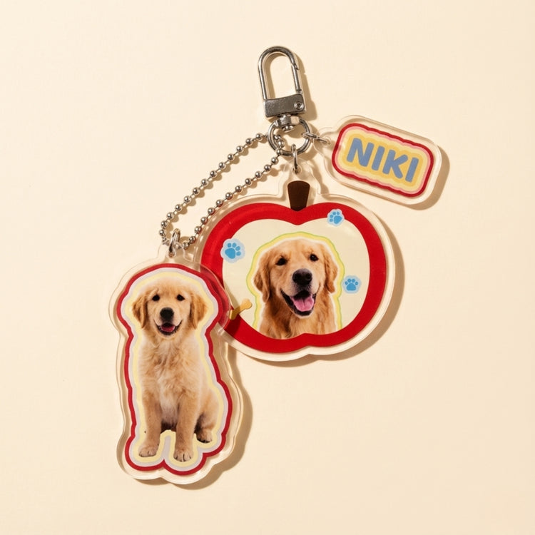 Custom Pet Portrait Acrylic Keychain close-up detail shot – Lizzie & Friends