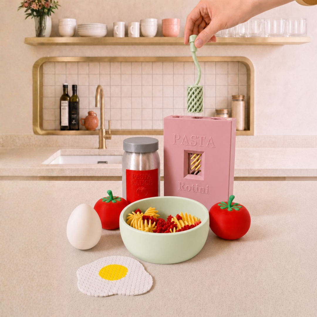 Squishy Pasta Fidget Bowl Set Flushing Pink – 3D Printed Sensory Toy