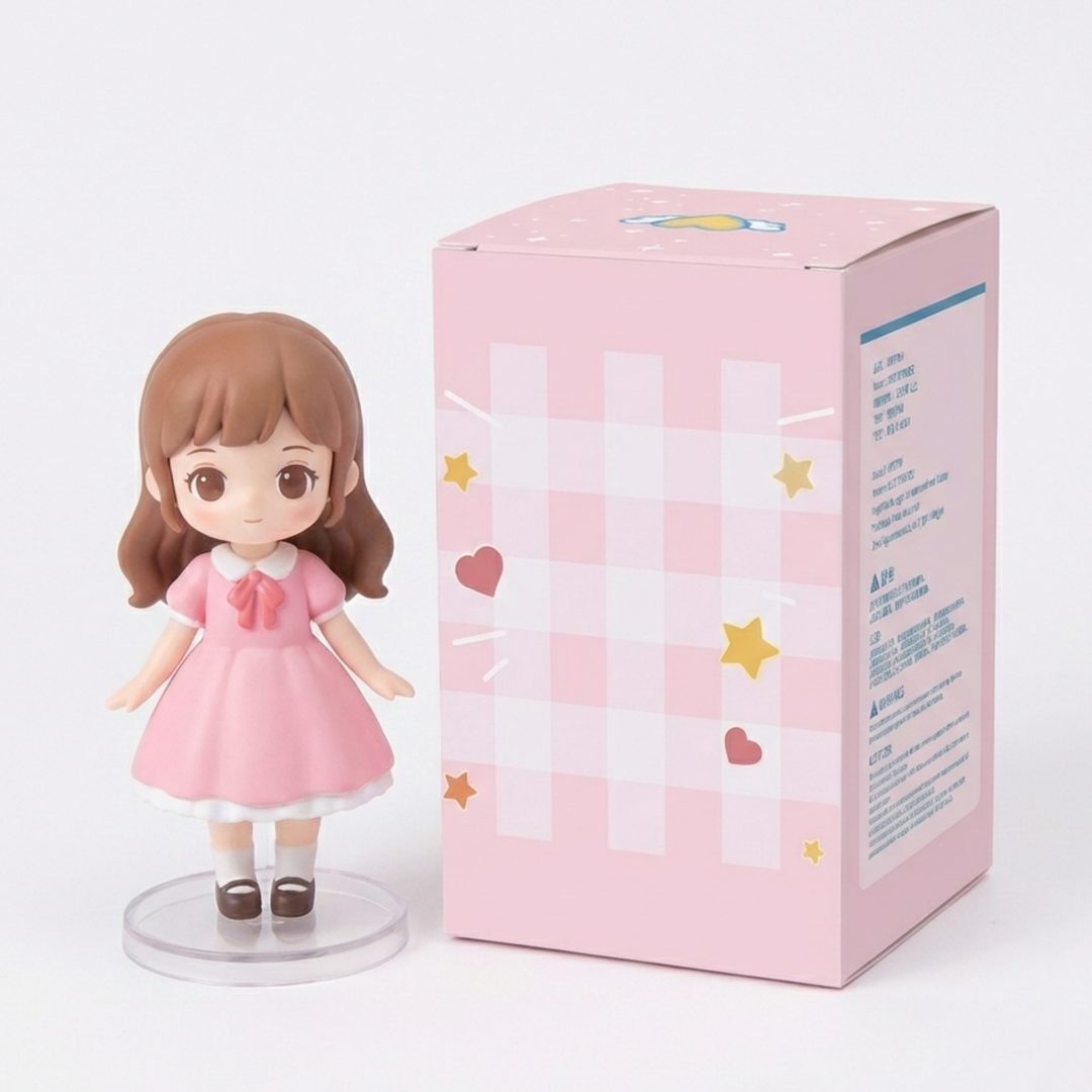 Personalized 3D Printed Figurine with Custom Display Box – kawaii fan merch collectible handmade gift Lizzie & Friends