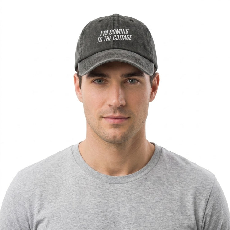 Heated Rivalry "I'm Coming To The Cottage" Vintage Washed Dad Hat – vintage washed dad hat fan merch sports romance gift