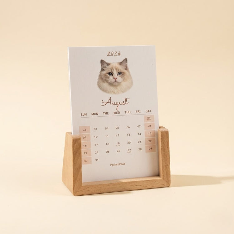 Personalized 2026 Desk Calendar — Custom Pet Photo Edition back view detail – Lizzie & Friends