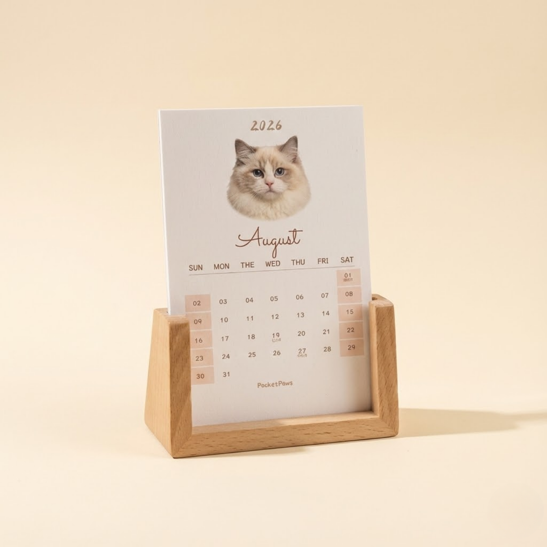 Personalized 2026 Desk Calendar — Custom Pet Photo Edition back view detail – Lizzie & Friends