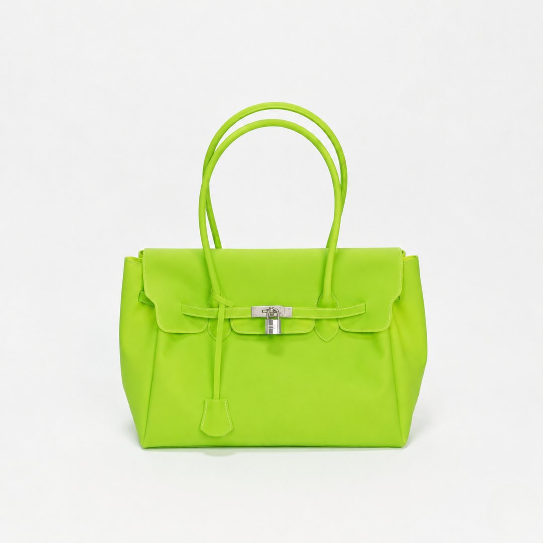 Lime Green Jelly Padlock Tote Bag