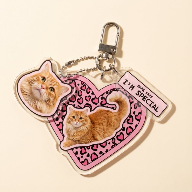 Custom Pet Portrait Acrylic Keychain lifestyle display – Lizzie & Friends