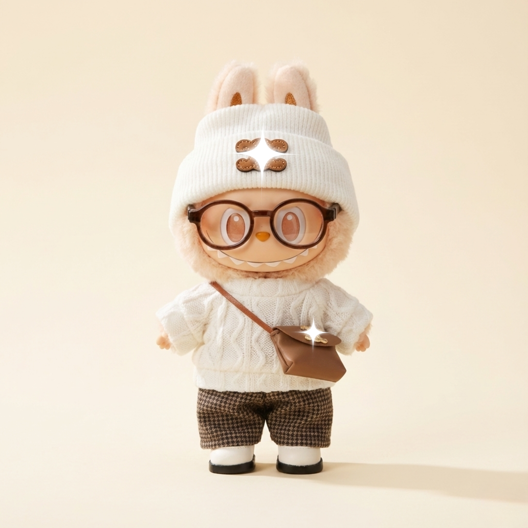 Labubu Cozy Knitted Outfit Set – Labubu plush doll outfit handmade kawaii Pop Mart collectible accessory