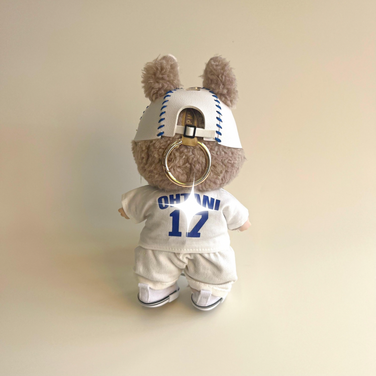 Labubu Baseball Outfit Set – Blue & White Sports Edition back view detail – Lizzie & Friends