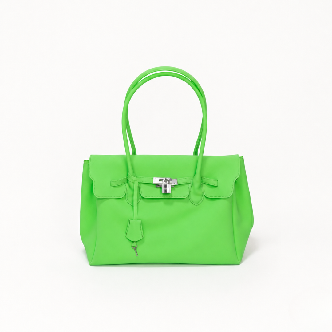 Bright Green Jelly Padlock Tote Bag