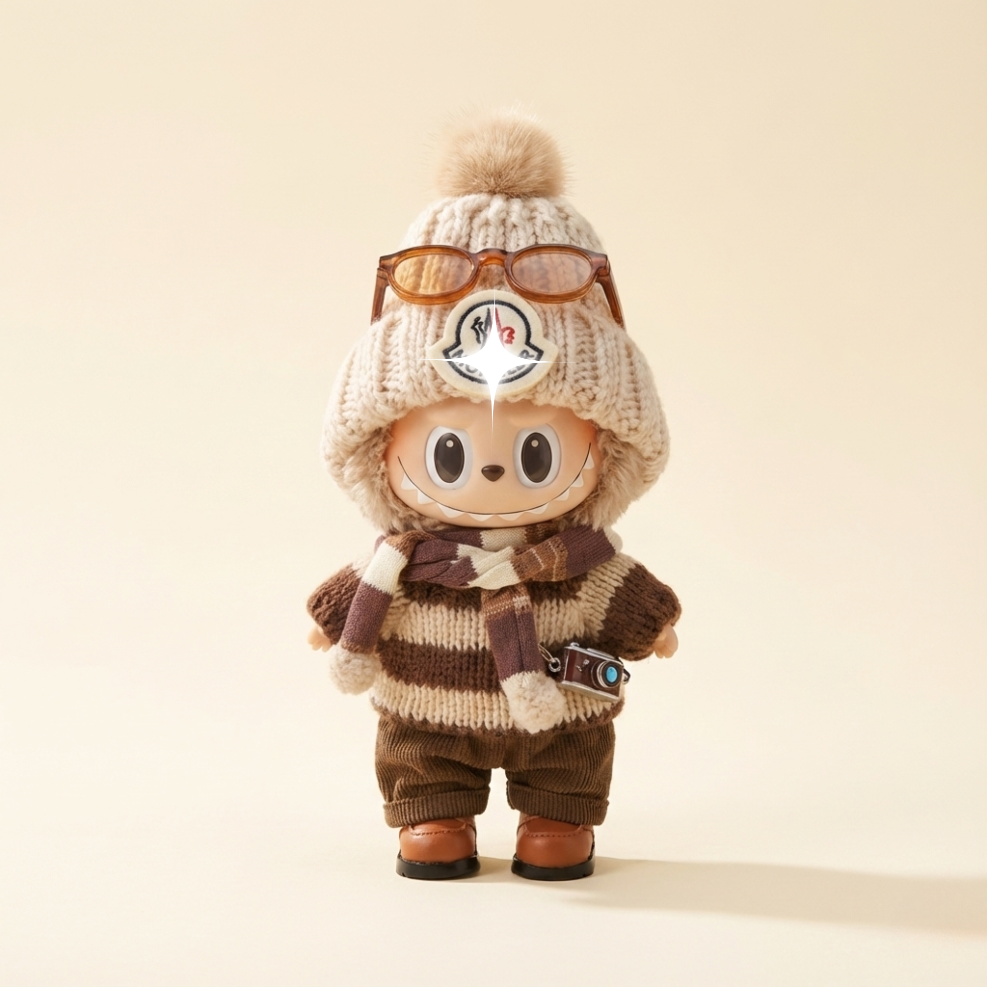 Labubu Warm Brown Outfit Set – Labubu plush doll outfit handmade kawaii Pop Mart collectible accessory