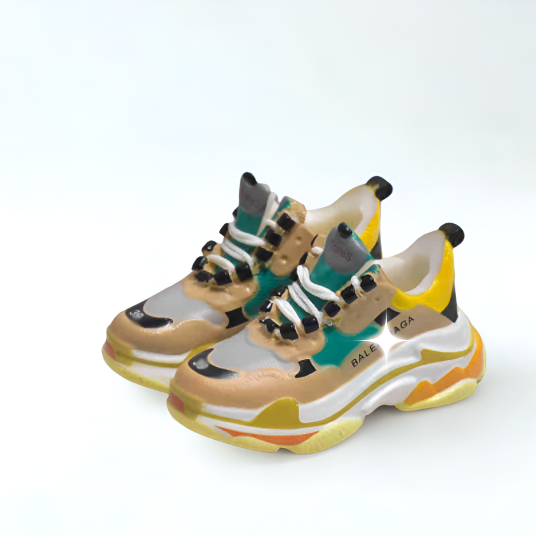 Labubu Designer Chunky Sneakers – Yellow Multicolor – Labubu plush doll outfit handmade kawaii Pop Mart collectible accessory