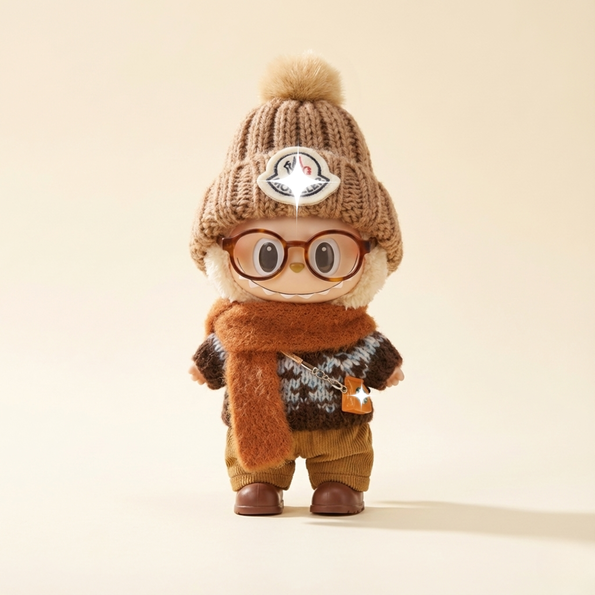 Labubu Coffee Cozy Outfit Set – Labubu plush doll outfit handmade kawaii Pop Mart collectible accessory