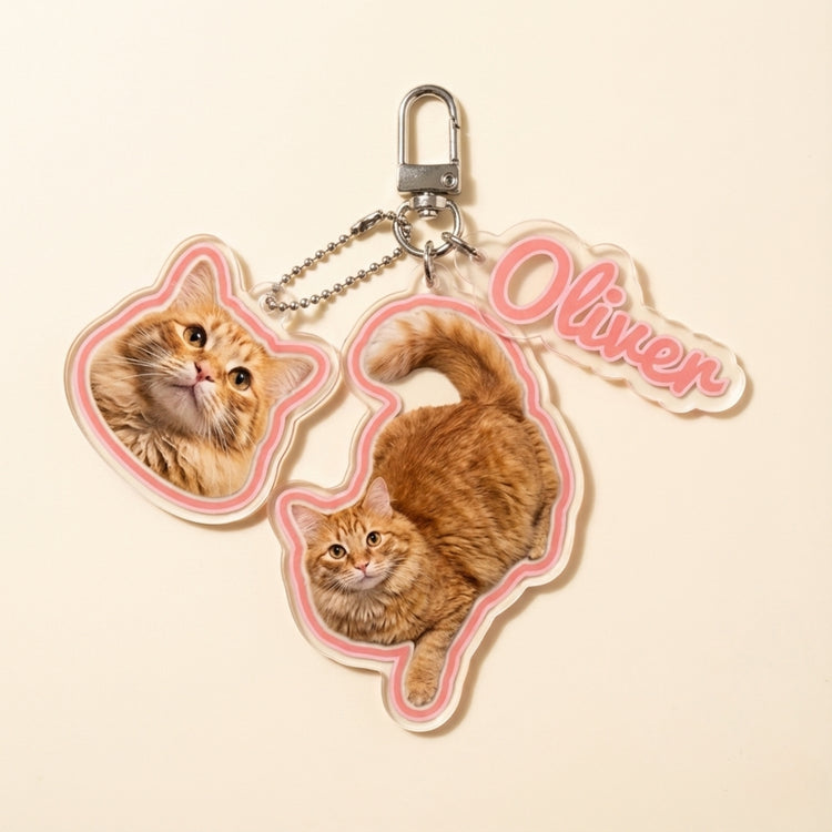 Custom Pet Portrait Acrylic Keychain size comparison – Lizzie & Friends