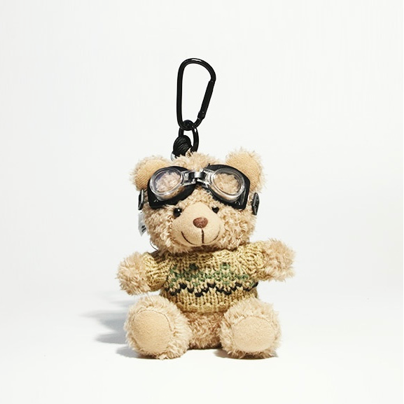 Fair Isle Sweater Tan Aviator Bear Bag Charm