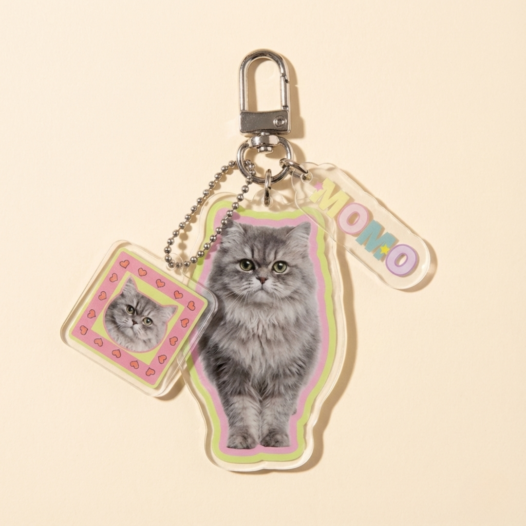 Custom Pet Portrait Acrylic Keychain alternate variant – Lizzie & Friends